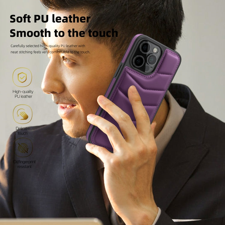 For iPhone 12 Pro Down Jacket Card Bag Holder MagSafe Phone Case(Purple) by buy2fix