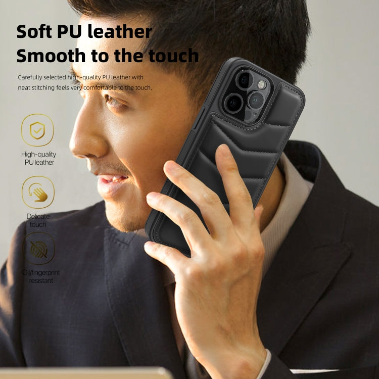 For iPhone 14 Plus Down Jacket Card Bag Holder MagSafe Phone Case(Black) by buy2fix