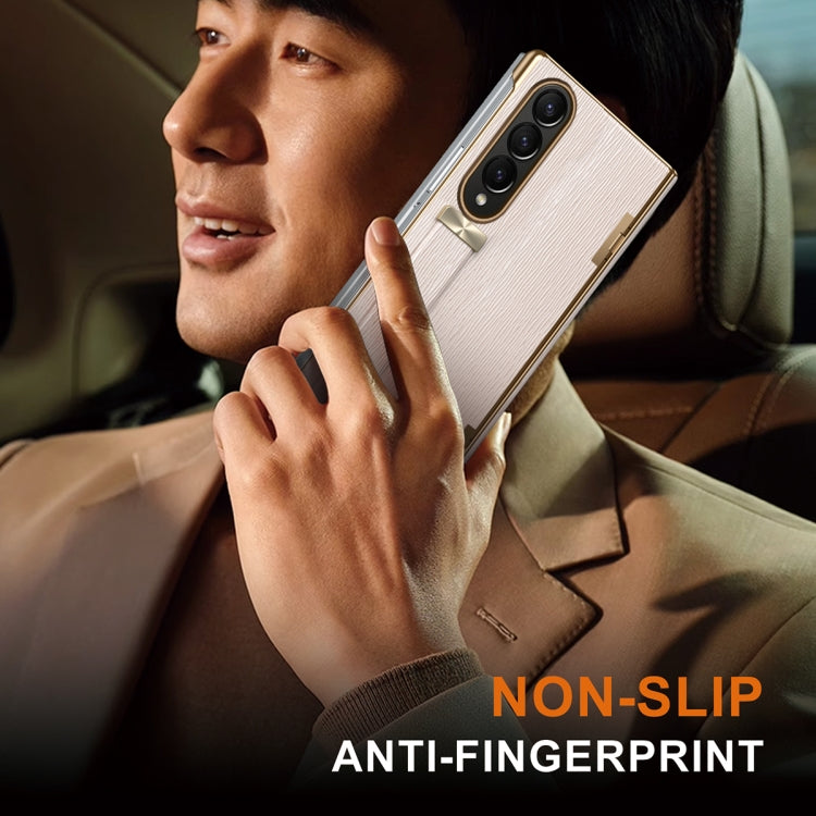 For Samsung Galaxy Z Fold3 Retractable Wrist Strap Invisible Stand Phone Case(Pink) - Galaxy Phone Cases by buy2fix | Online Shopping UK | buy2fix