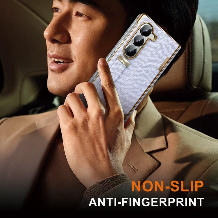 For Samsung Galaxy Z Fold6 Retractable Wrist Strap Invisible Stand Phone Case(Violets) - Galaxy Z Fold6 5G Cases by buy2fix | Online Shopping UK | buy2fix