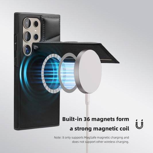 For Samsung Galaxy S22+ 5G Down Jacket Card Bag Holder MagSafe Phone Case(Black) by buy2fix