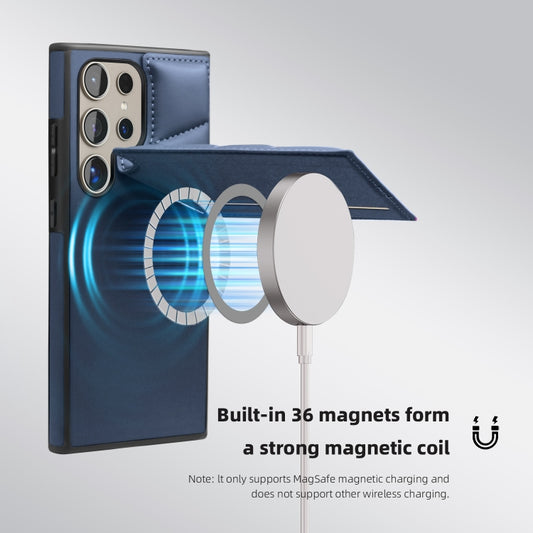 For Samsung Galaxy S24 5G Down Jacket Card Bag Holder MagSafe Phone Case(Royal Blue) by buy2fix