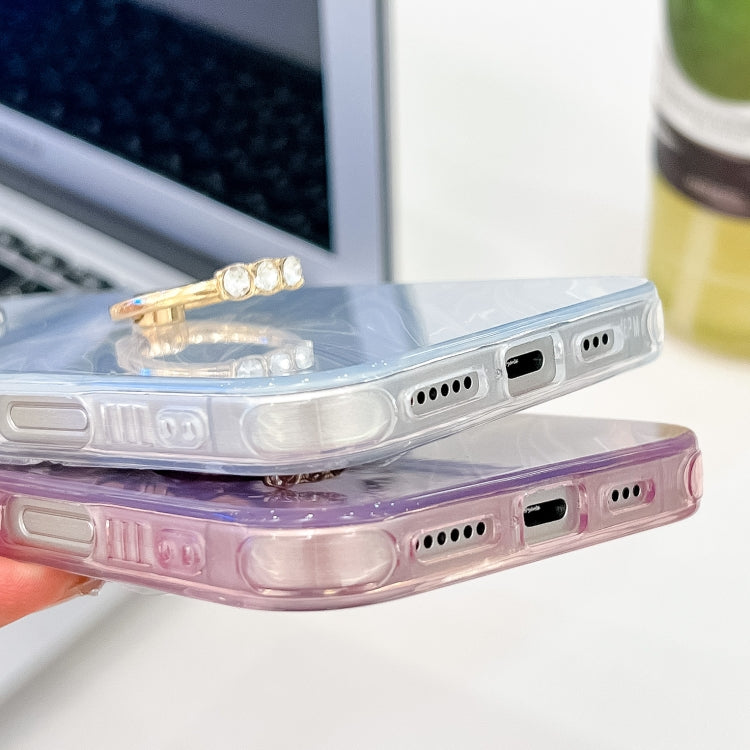 For iPhone 16 Pro Max Plating Glitter Texture Ring Holder TPU Phone Case with Lens Film(Purple Wrinkles) by buy2fix