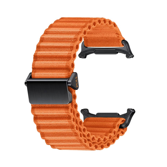 For Apple Watch Ultra 2 49mm Off Road Magnetic Buckle Braided Nylon Watch Band(Orange) by buy2fix