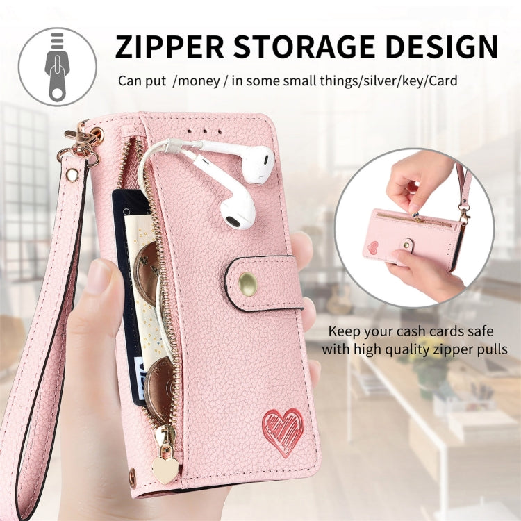 For Nothing CMF Phone 1 Love Zipper Lanyard Leather Phone Case(Pink) - Nothing Cases by buy2fix | Online Shopping UK | buy2fix
