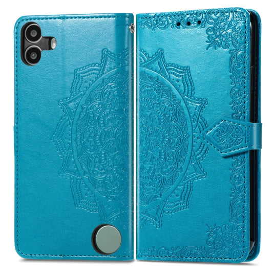 For Nothing CMF Phone 1 Mandala Flower Embossed Leather Phone Case(Blue) - Nothing Cases by buy2fix | Online Shopping UK | buy2fix