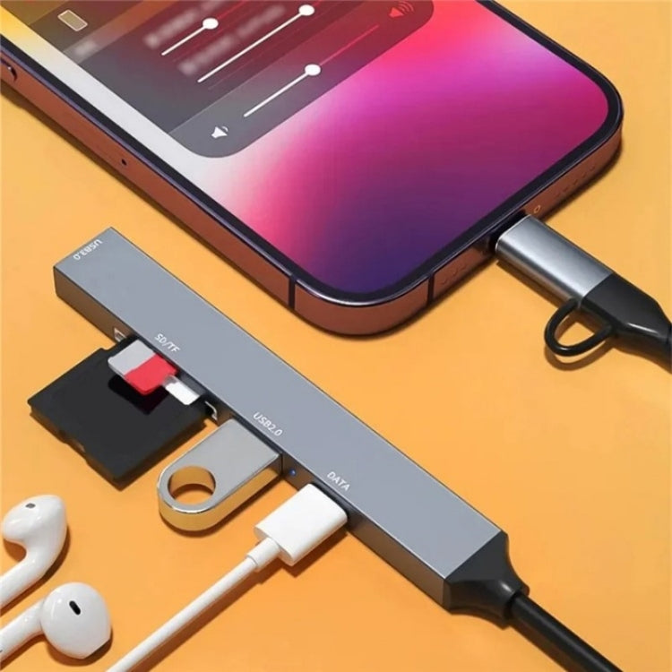 ADS-805 8 Pin + Type-C to USB-C Data + USB 2.0 / 3.0 + SD / TF Card Reader Hub Expansion Converter by buy2fix