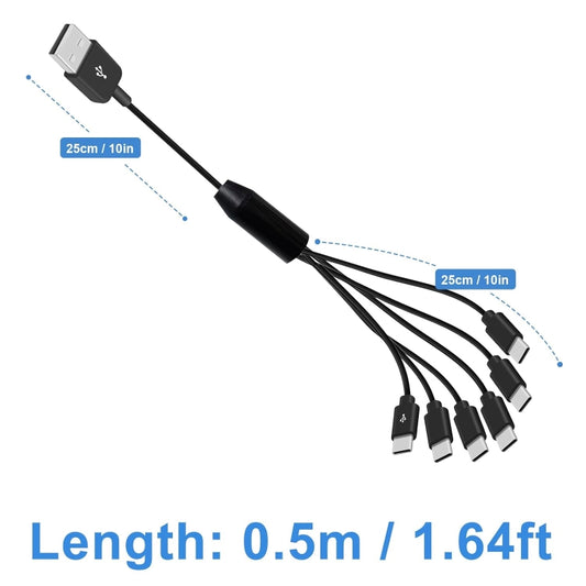 JUNSUNMAY 6 in 1 USB 2.0 to Type-C Splitter Cable, Length:0.5m - USB-C & Type-C Cable by JUNSUNMAY | Online Shopping UK | buy2fix
