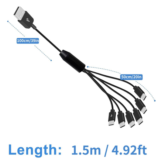 JUNSUNMAY 6 in 1 USB 2.0 to Type-C Splitter Cable, Length:1.5m - USB-C & Type-C Cable by JUNSUNMAY | Online Shopping UK | buy2fix