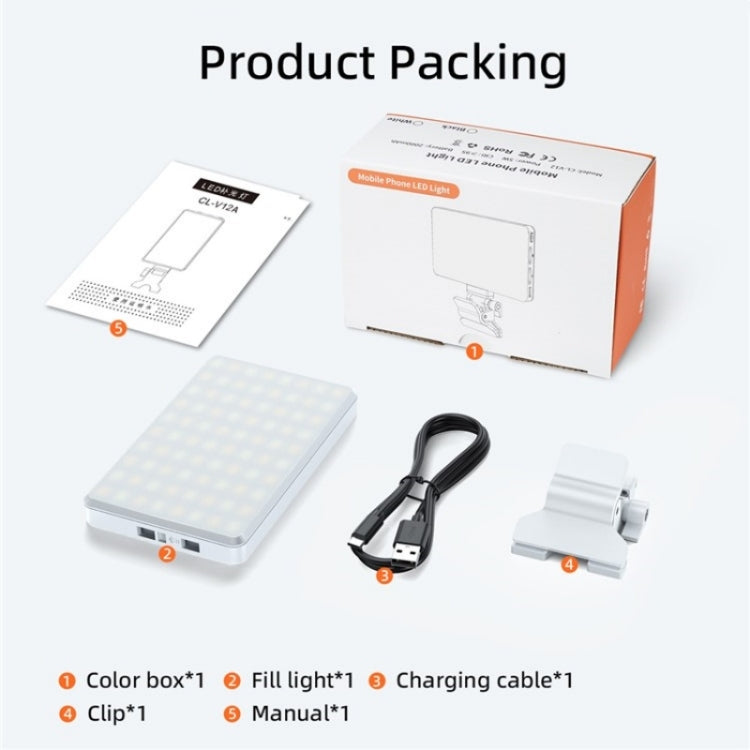 V12A Phone Laptop Video Conference Fill Lamp Portable Selfie Live Streaming LED Fill Light(White) by buy2fix