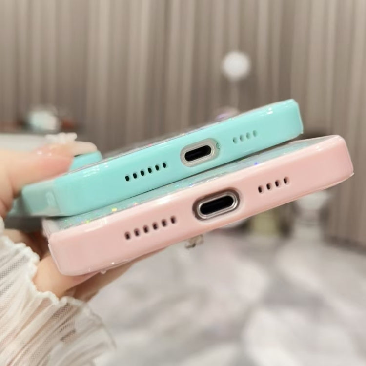 For iPhone 16 Plus Color Butterfly Glitter Epoxy TPU Phone Case(Green) by buy2fix