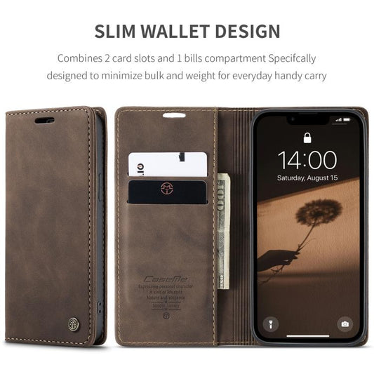 For iPhone 16e CaseMe 013 Multifunctional Horizontal Flip Leather Phone Case(Coffee) - iPhone 16e Cases by CaseMe | Online Shopping UK | buy2fix