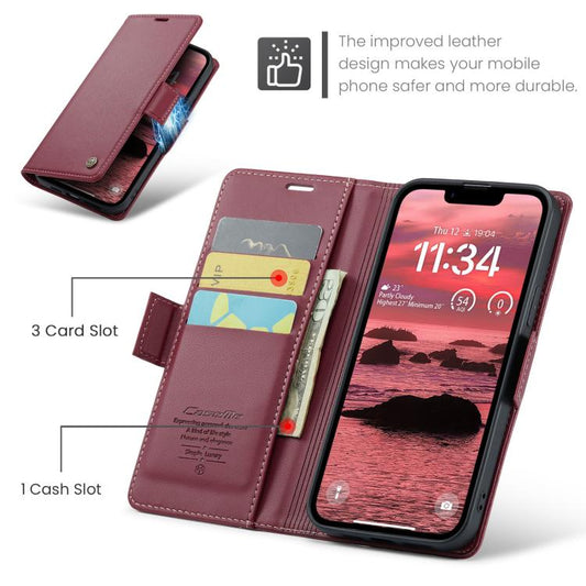 For iPhone 16e CaseMe 023 Butterfly Buckle Litchi Texture RFID Anti-theft Leather Phone Case(Red) - iPhone 16e Cases by CaseMe | Online Shopping UK | buy2fix
