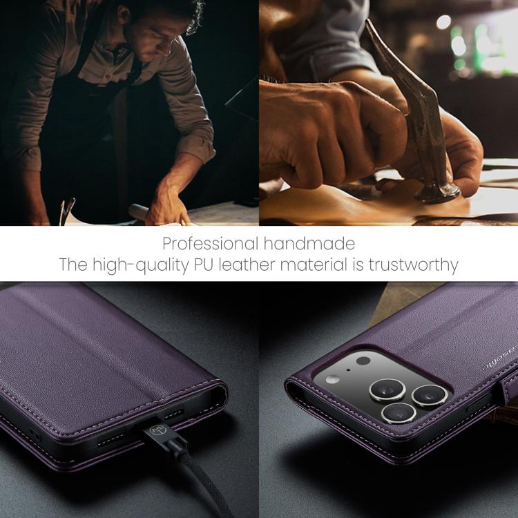 For iPhone 17 Pro CaseMe 023 Butterfly Buckle Litchi Texture RFID Anti-theft Leather Phone Case(Purple) - iPhone 17 Pro Cases by CaseMe | Online Shopping UK | buy2fix