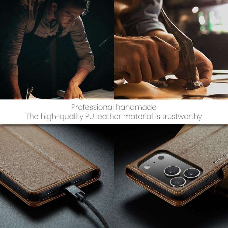 For iPhone 17 Pro Max CaseMe 023 Butterfly Buckle Litchi Texture RFID Anti-theft Leather Phone Case(Brown) - iPhone 17 Pro Max Cases by CaseMe | Online Shopping UK | buy2fix