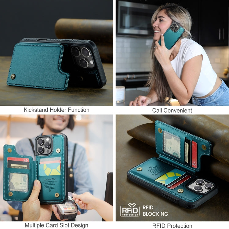 For iPhone 16 Pro Max CaseMe C22 Card Slots Holder RFID Anti-theft Phone Case(Green) by CaseMe