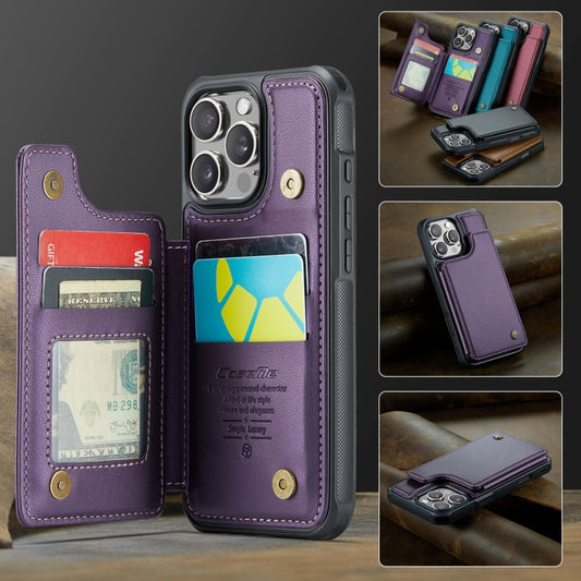 For iPhone 16 Pro CaseMe C22 Card Slots Holder RFID Anti-theft Phone Case(Purple) by CaseMe