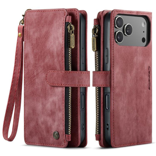 For iPhone 17 Pro Max CaseMe C30 Card Slots Zipper Wallet Leather Phone Case(Red) - iPhone 17 Pro Max Cases by CaseMe | Online Shopping UK | buy2fix