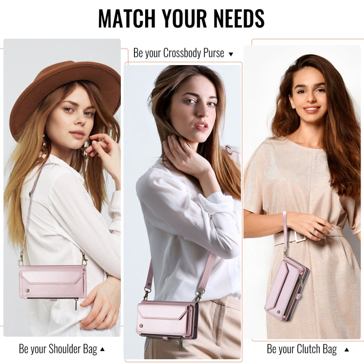 For iPhone 16 Pro CaseMe C36 Card Slots Zipper Wallet RFID Anti-theft Leather Phone Case(Pink) by CaseMe