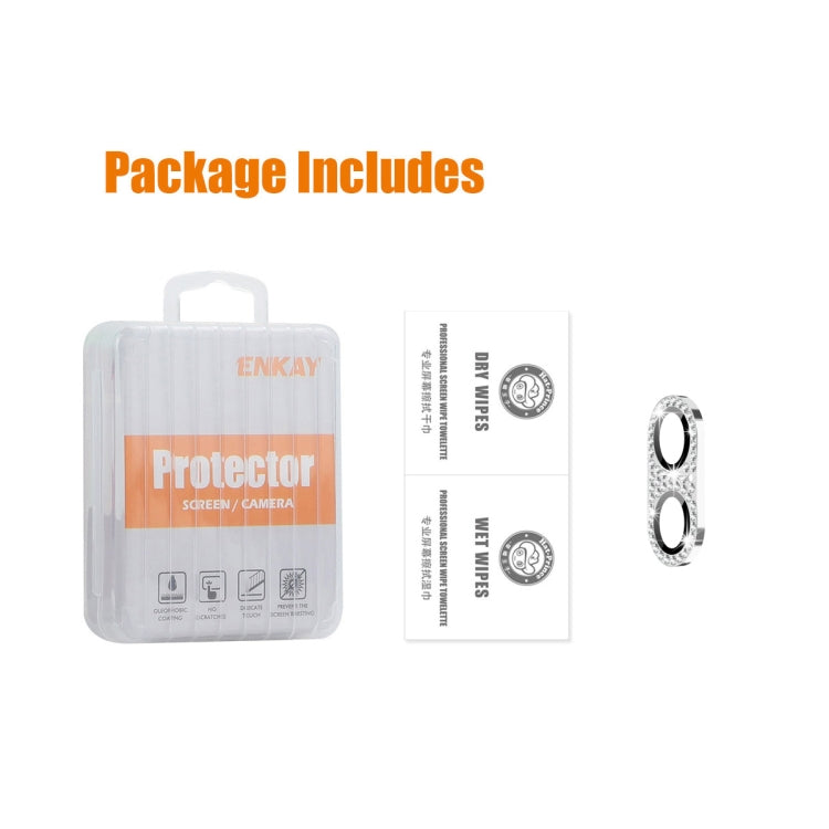 For iPhone 16 / 16 Plus ENKAY Hat-Prince Blink Diamond Camera Lens Aluminium Alloy Tempered Glass Film(Red) by ENKAY