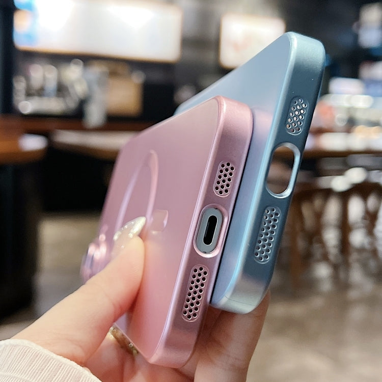 For iPhone 15 Pro Metallic Paint Magsafe Liquid TPU Phone Case(Pink) by buy2fix