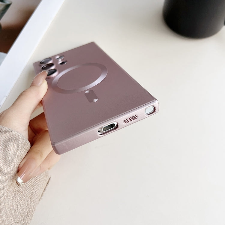 For Samsung Galaxy S21 Ultra 5G Metallic Paint Magsafe Liquid TPU Phone Case(Blue) by buy2fix