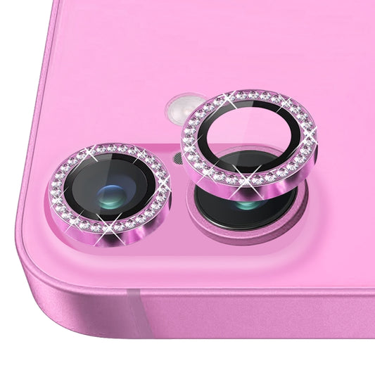 For iPhone 16 / 16 Plus NORTHJO Rhinestone Camera Lens Protector Tempered Glass Metal Ring Film(Rose) by NORTHJO