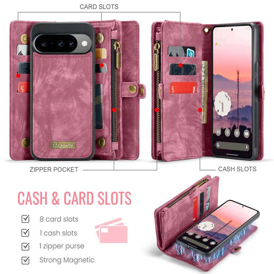 For Google Pixel 10 / 10 Pro CaseMe 008 Detachable Multifunctional Leather Phone Case(Wine Red) - Google Cases by CaseMe | Online Shopping UK | buy2fix