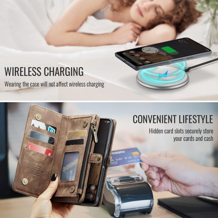 For Google Pixel 10 / 10 Pro CaseMe 008 Detachable Multifunctional Leather Phone Case(Brown) - Google Cases by CaseMe | Online Shopping UK | buy2fix