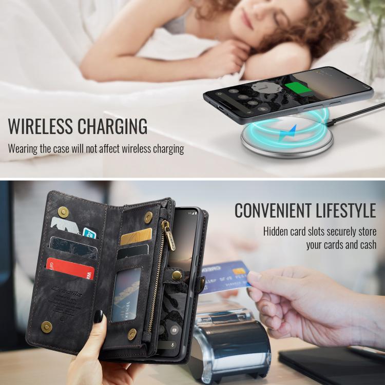 For Google Pixel 10 Pro XL CaseMe 008 Detachable Multifunctional Leather Phone Case(Black) - Google Cases by CaseMe | Online Shopping UK | buy2fix