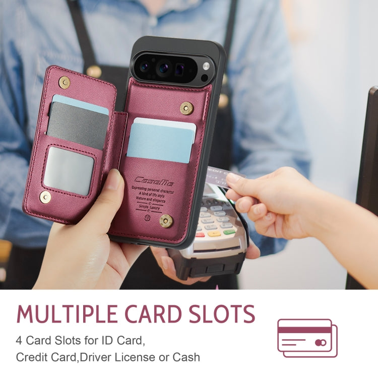 For Google Pixel 9 Pro XL CaseMe C22 Card Slots Holder RFID Anti-theft Phone Case(Wine) by CaseMe