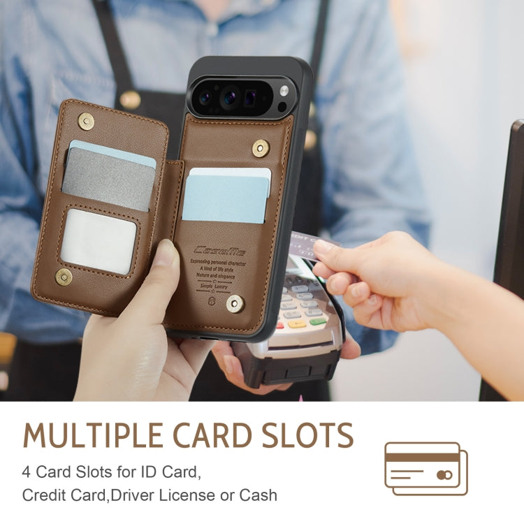 For Google Pixel 9 Pro XL CaseMe C22 Card Slots Holder RFID Anti-theft Phone Case(Brown) by CaseMe