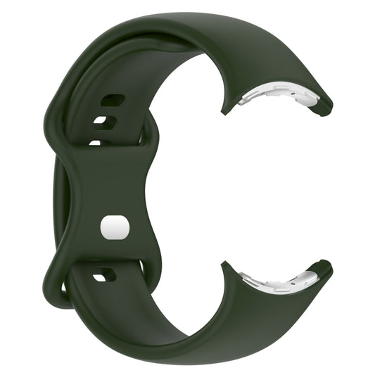 For Google Pixel Watch 3 41mm Solid Color Butterfly Buckle Silicone Watch Band, Size:L(Dark Green) by buy2fix