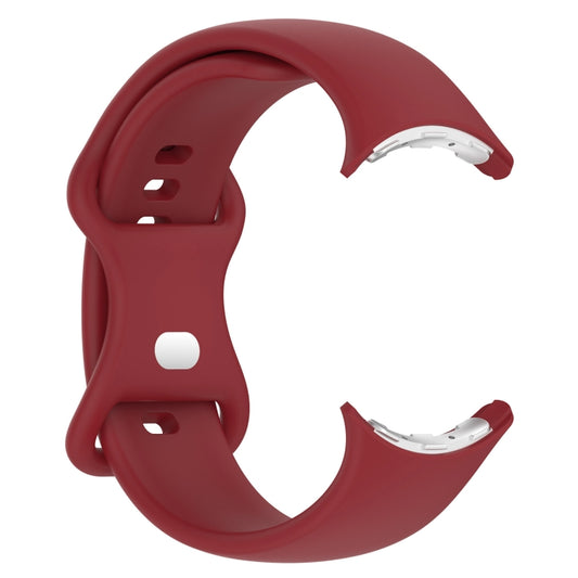 For Google Pixel Watch 3 41mm Solid Color Butterfly Buckle Silicone Watch Band, Size:L(Red) by buy2fix