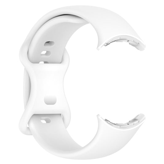 For Google Pixel Watch 3 41mm Solid Color Butterfly Buckle Silicone Watch Band, Size:L(White) by buy2fix