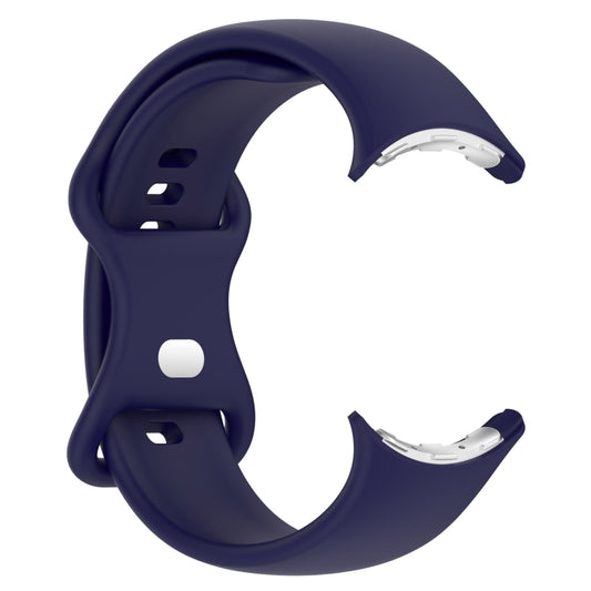 For Google Pixel Watch 3 45mm Solid Color Butterfly Buckle Silicone Watch Band, Size:L(Dark Blue) by buy2fix