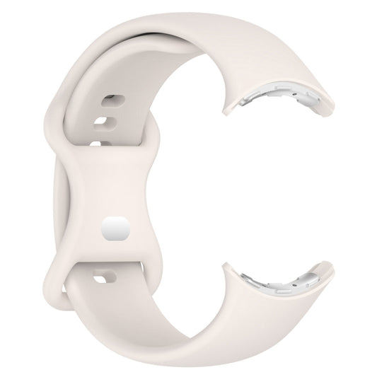 For Google Pixel Watch 3 45mm Solid Color Butterfly Buckle Silicone Watch Band, Size:L(Starlight) by buy2fix
