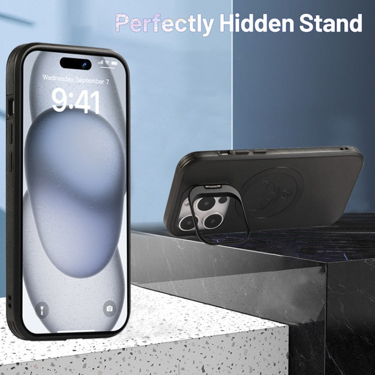 For iPhone 12 Pro Max Elk Lens Holder Magsafe Shockproof Phone Case(Grey) by buy2fix