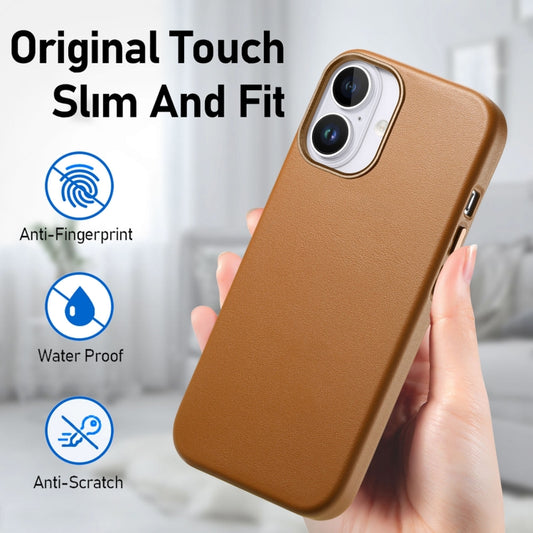For iPhone 16 Pro Electroplated Metal Button MagSafe Phone Case(Brown) by buy2fix