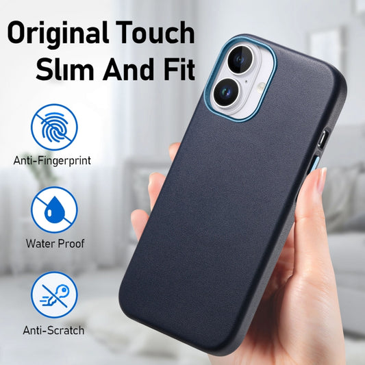 For iPhone 16 Plus Electroplated Metal Button MagSafe Phone Case(Dark Blue) by buy2fix