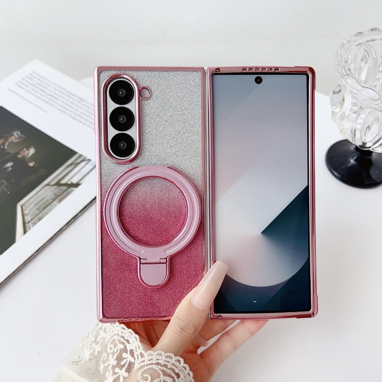 For Samsung Galaxy Z Fold6 Gradient Glitter Plating Magsafe Phone Case(Gold) by buy2fix