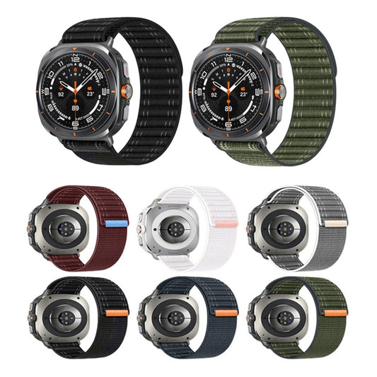 For Samsung Galaxy Watch Ultra 47mm / Ultra 2025 Sea Wave Texture Nylon Hook and Loop Fastener Watch Band(White) by buy2fix