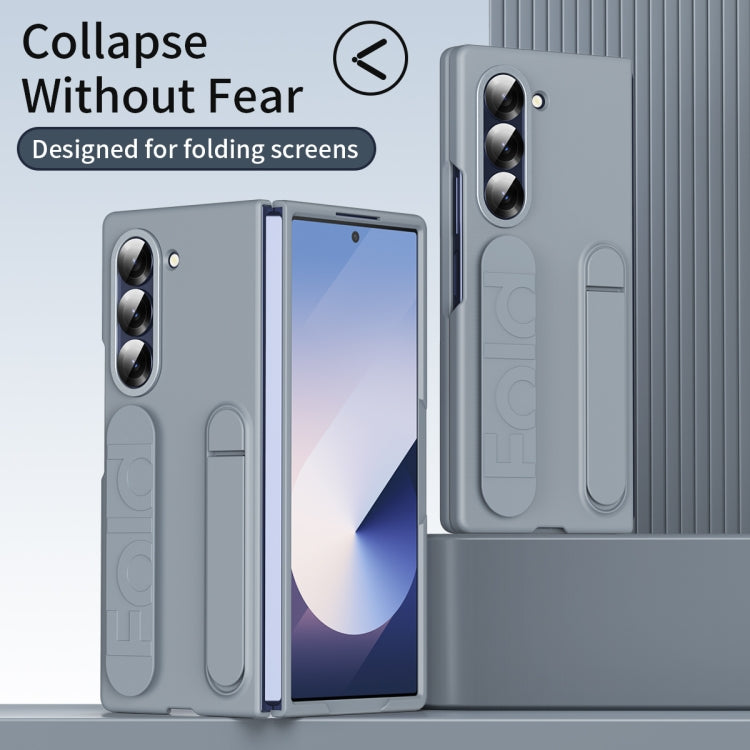 For Samsung Galaxy Z Fold6 5G Star Pattern Wristband Holder Phone Case(Gray) - Galaxy Z Fold6 5G Cases by buy2fix | Online Shopping UK | buy2fix