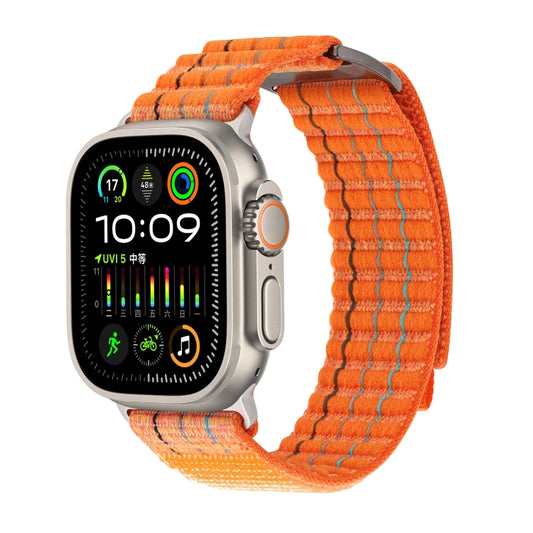 For Apple Watch Ultra 2 49mm Two Sections Nylon Hook and Loop Fastener Watch Band(Vibrant Orange) by buy2fix