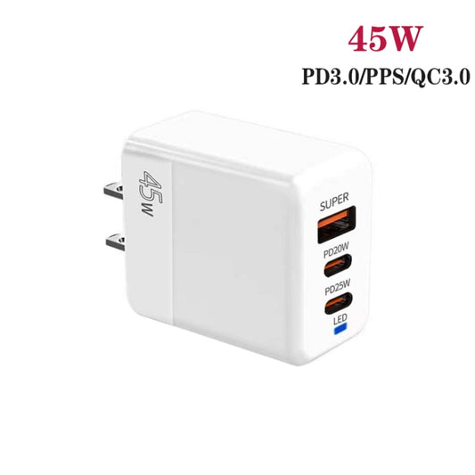45W PD3.0 / PPS Type-C + QC3.0 USB Fully Compatible Protocol Charger, US Plug(White) - USB Charger by buy2fix | Online Shopping UK | buy2fix