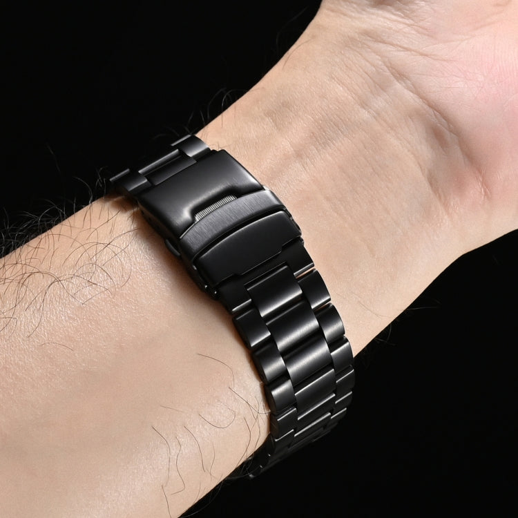 For Apple Watch Series 9 41mm Three Beads Titanium Alloy Metal Watch Band(Black) - Watch Bands by buy2fix | Online Shopping UK | buy2fix