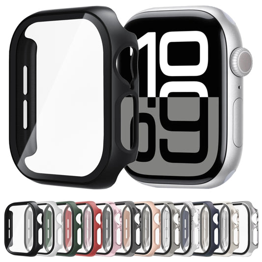 For Apple Watch Series 10 46mm Tempered Glass Film Integrated PC Watch Case(Black) - Watch Cases by buy2fix | Online Shopping UK | buy2fix