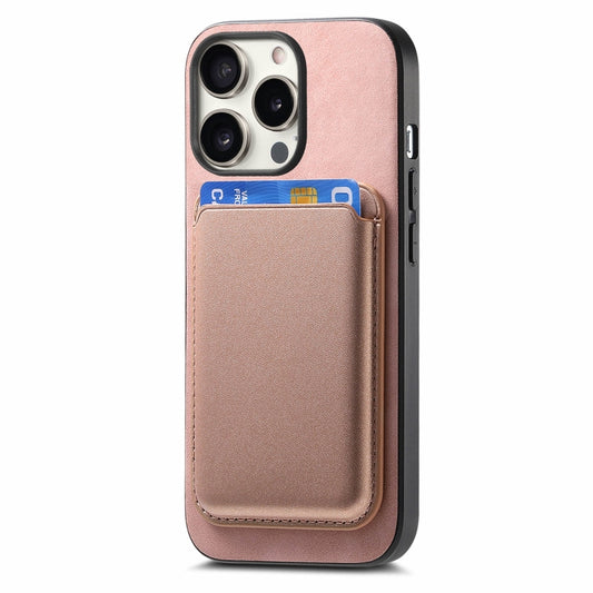 For iPhone 16 Pro Retro Magsafe Card Bag PU Back Cover Phone Case(Pink) by buy2fix