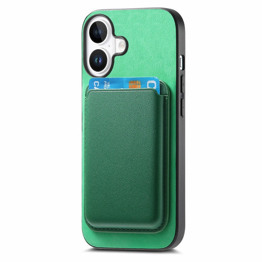 For iPhone 16 Plus Retro Magsafe Card Bag PU Back Cover Phone Case(Green) by buy2fix