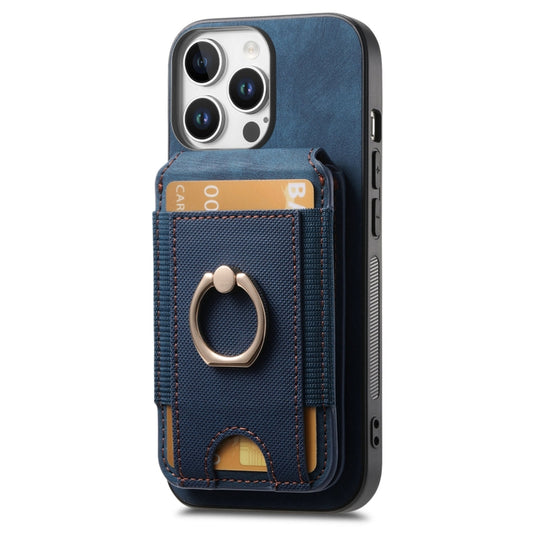 For iPhone 16 Pro Retro Splitable Magnetic Stand Card Bag Leather Phone Case(Blue) - iPhone 16 Pro Cases by buy2fix | Online Shopping UK | buy2fix